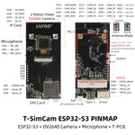 LinkMejor® T-SIMCAM ESP32-S3 CAM Development Board WiFi Bluetooth 5.0 Wireless Module With OV2640 Camera TF Slot Adapt T-PCIE SIM