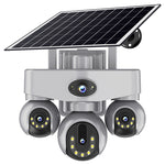 V380 8MP WIFI/4G Solar Security Camera Wireless Outdoor PTZ Quad Screen Night Vision Motion Two Way Audio Weatherproof Battery Powered Home Surveillance System