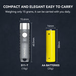 LinkMejor S11-T 500LM LED Keychain Flashlight 6500K Rechargeable Magnetic Portable Mini Torch USB-C Charging IP66 Waterproof EDC Flashlight 15g Lightweight