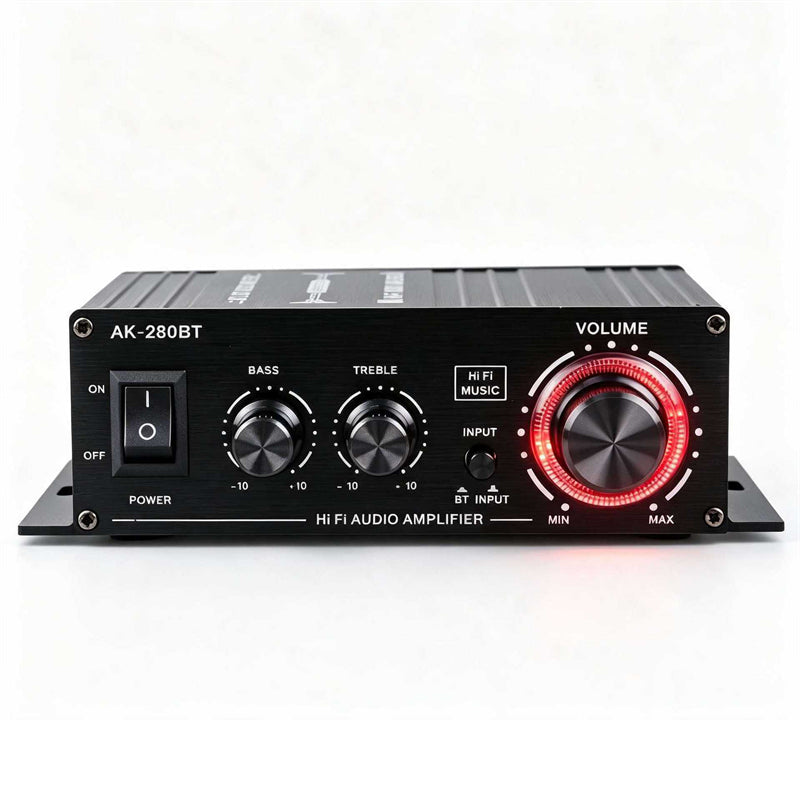 AK280BT Bluetooth HIFI Amplifier Single Channel Audio Power Amp 12-14V 80W 20-20KHz RCA Interface Aluminum Alloy