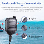 LinkMejor HK008 Adjustable Volume Shoulder Speaker Microphone with Removable Battery Clear Sound Amplifier for Two Way Radios 360 Rotating Belt Clip Walkie Talkie Accessory
