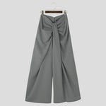 INCERUN Mens Deconstructed Twist Design Solid Color Pants Fashion Wide Leg Back Zipper Trousers Party Streatwear Large Size S-5XL